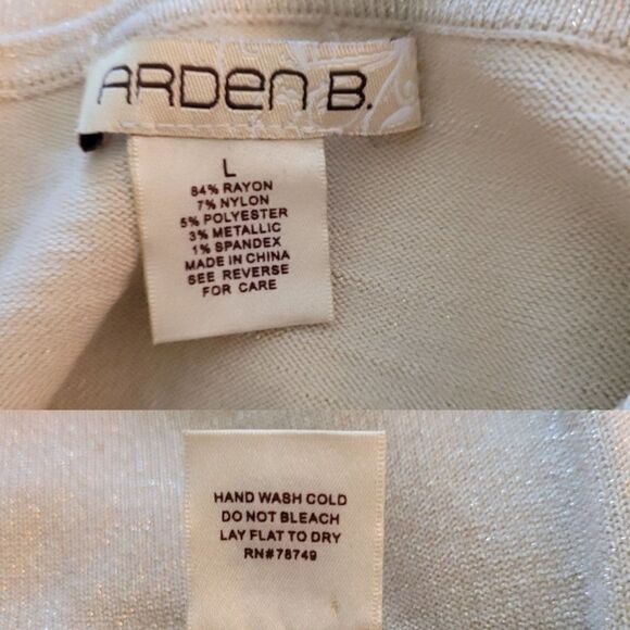 Vtg Y2K Arden B. Dress Knit Bodycon Gold Metallic Flecked Rib Stripe Detail Sz L - Picture 2 of 9